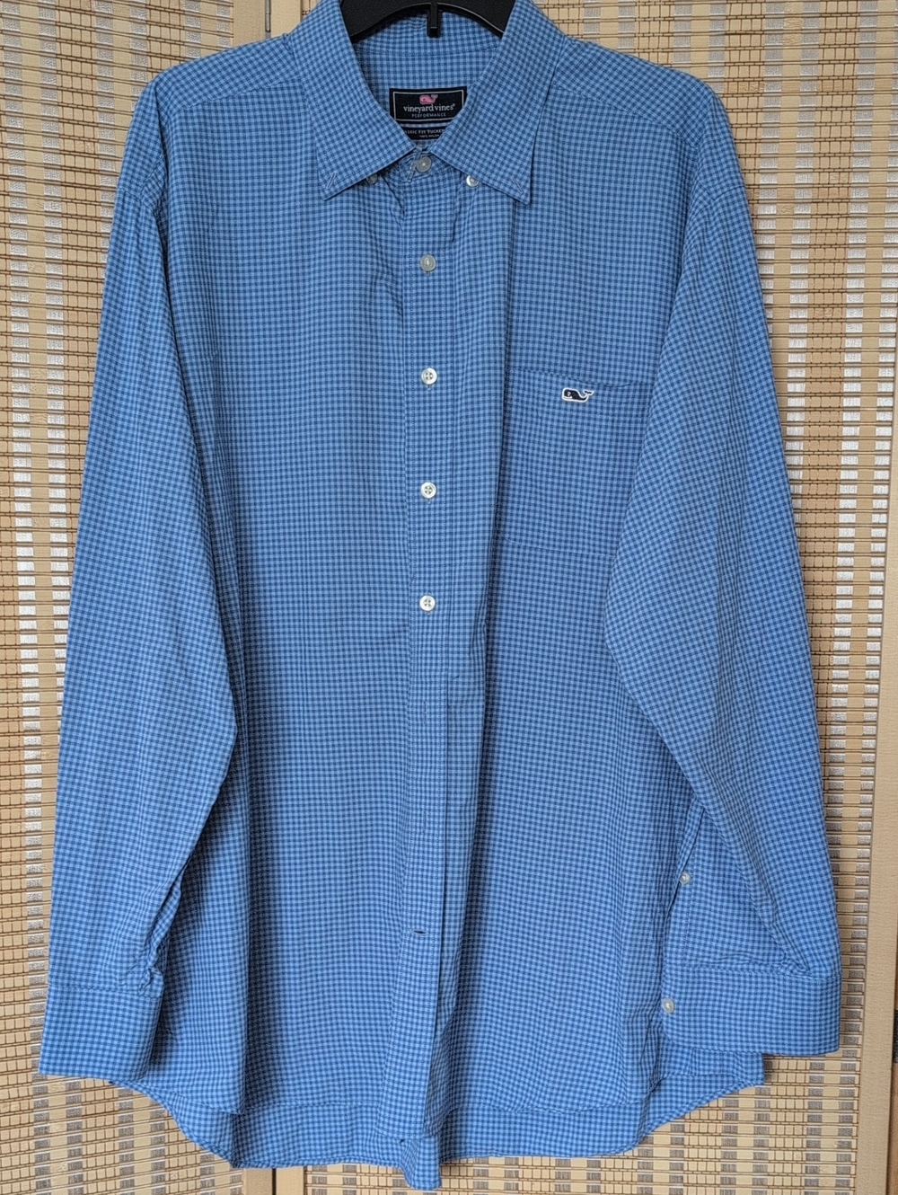 Vineyard Vines Blue Micro-Gingham Dress Shirt - Men's Long Sleeve